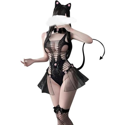 QIUXWJSX Naughty Sexy Outfit Women Women Naughty Babydoll Hot Naughty Lingerie Red Lace Sexy Sexy Panties Sleepwear Sexy Outfit Pajamas Bralette lace/Black/One side