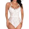 QIUXWJSX Women's Bodysuit Eyelash Lingerie Lace Crotchless Sexy Teddy Underwear lace/E/L view 1