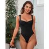 QIUXWJSX Sexy Bodysuit for Women Sleeveless-Sleeveless Thong Fitted Plain One-Piece Jumpsuit lace/A/XXL view 3