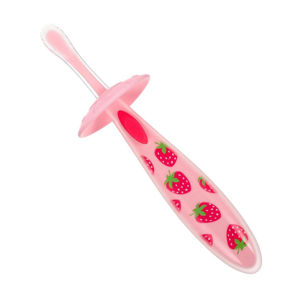 Didiseaon Silicone Baby Toothbrush U-Shaped Tooth Cleaner Portable Infant Oral Brush Strawberry Color Household Toddler Teeth Care for Babies