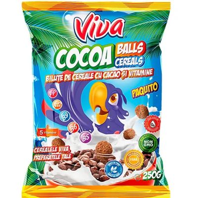 Viva Cacao Cereal Balls Cereals Muesli Corn Flakes 250 Gram