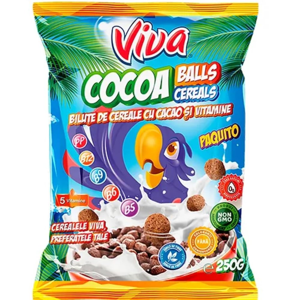 Viva Cacao Cereal Balls Cereals Muesli Corn Flakes 250 Gram