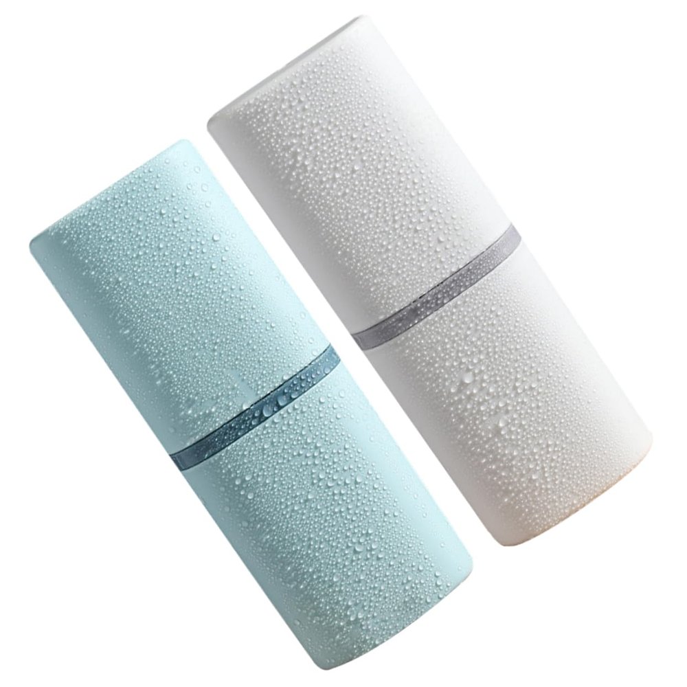Didiseaon 2pcs Toothbrush Storage Box One Portable for Travel Home Use Washing Cup Toothbrush Case Made of Material