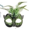 Power Escorts Luxury Venetian Mask Green WIth Big Feather view 1
