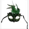 Power Escorts Luxury Venetian Mask Green WIth Big Feather view 2
