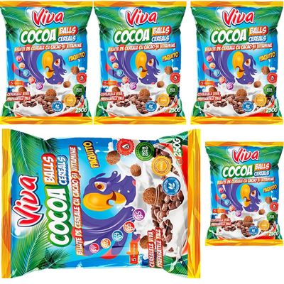 Viva Cacao Cereal Balls Cereals Muesli Corn Flakes 250 Gram x 5 Pieces