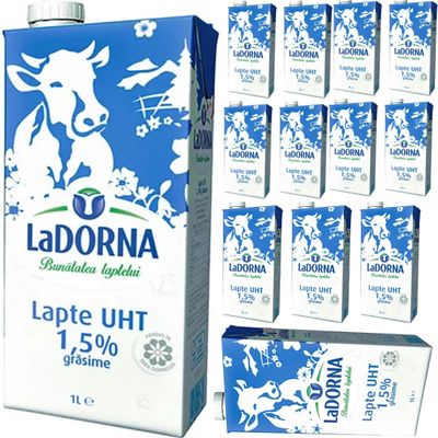 La Dorna Milk%1,5 Fat Milk 1000 Mililiter x 12 Boxes