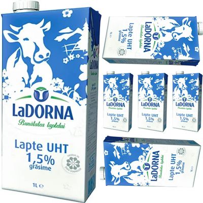 La Dorna Milk%1,5 Fat Milk 1000 Mililiter x 6 Boxes