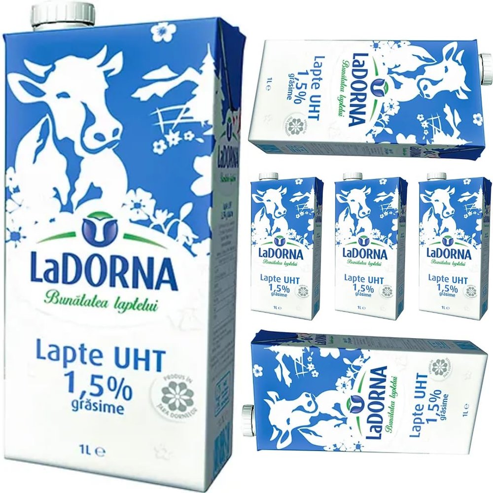 La Dorna Milk%1,5 Fat Milk 1000 Mililiter x 6 Boxes