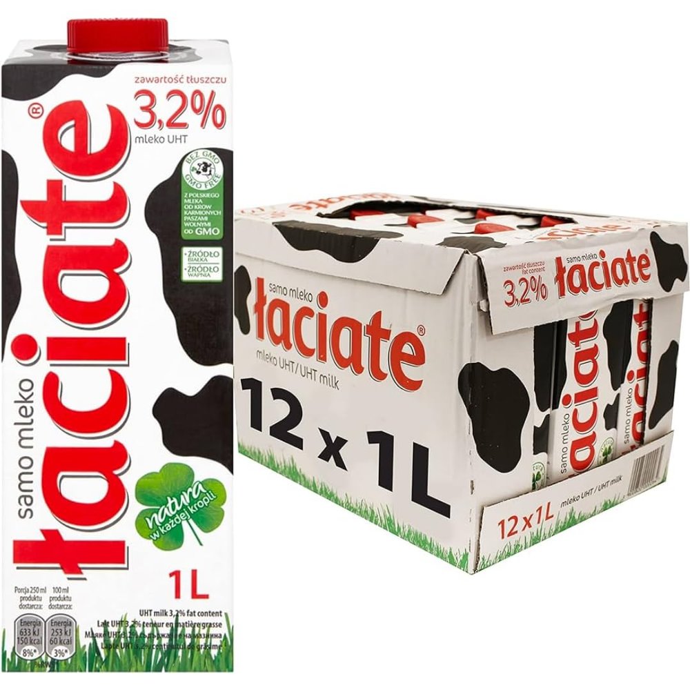 Laciate Red Milk 3.2% Fat UHT Milk1000 Mililiter x 12 Boxes