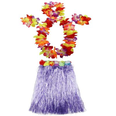 1 Set 60cm Adult Hula Grass Skirt Hawaiian Party Costume Luau Dance Skirts(Purple), Purple, 60 cm