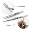 SOESFOUFU 2pcs Professional Steel Pointed Tweezers Set for Jewelry Making Splinter Removal DIY Manicure Multipurpose view 3