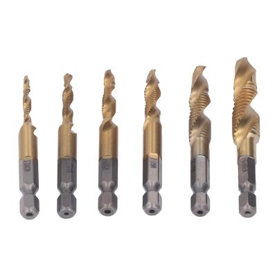 LOCADENCE 6Pcs Threaded Drill Taps, Fine Thread Wear Resistance Screw Drill Tap with Drilling and Tapping Functions for Thick Cast Iron, Thick Steel Plate