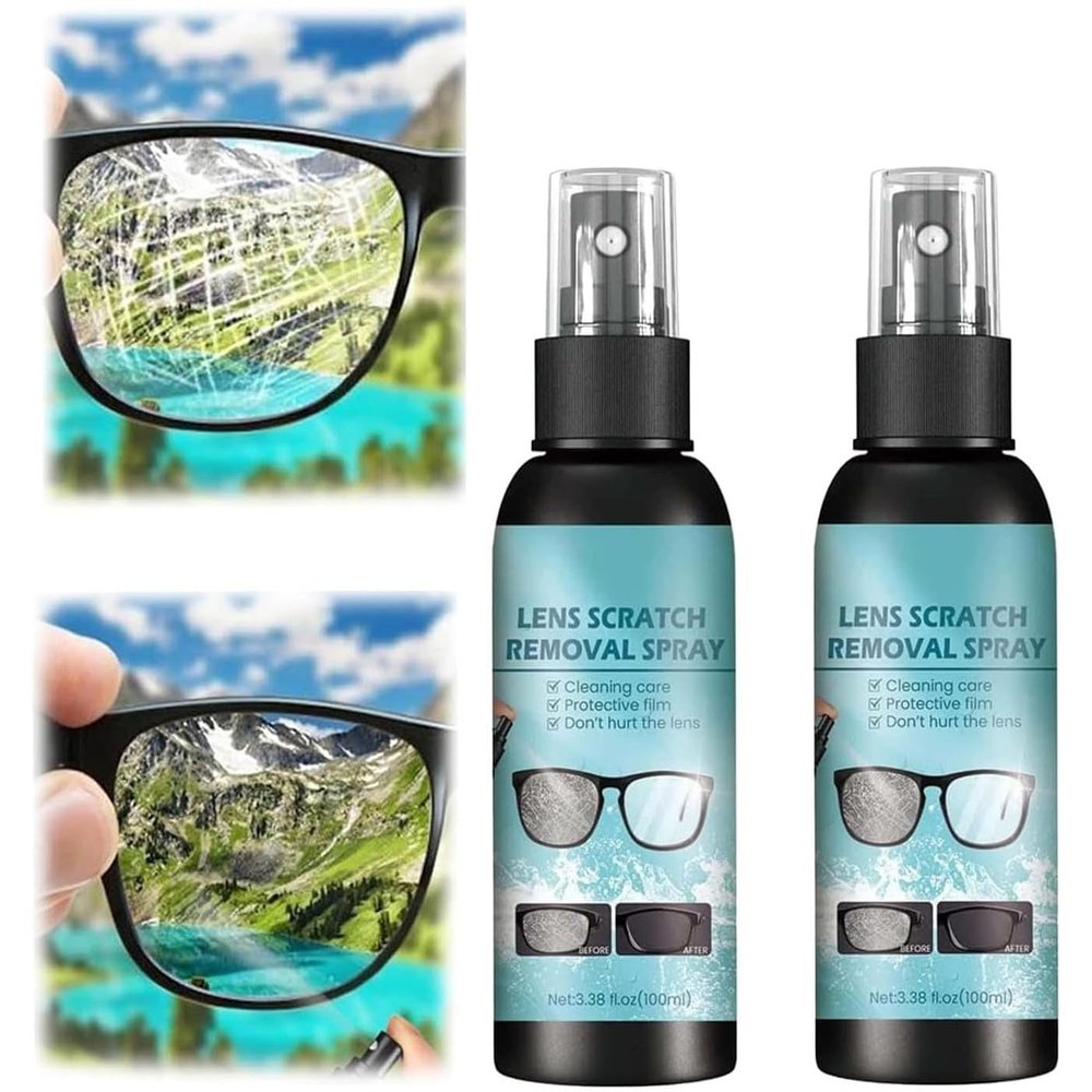 2024 New Lens Mark Remover, Lens Mark Remover Spray, Glasses Cleaning Spray, Suitable for Glasses, Sunglasses, Camera Lenses