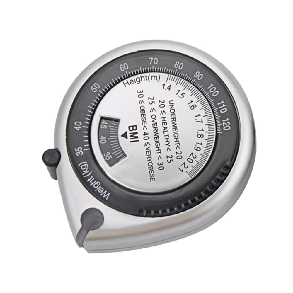 WOFASHPURET Portable BMI Measuring Tape 1.5M Length Retractable Waist Calculator PVC ABS Material Scale Silver