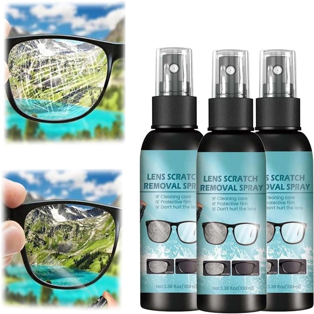2024 New Lens Mark Remover, Lens Mark Remover Spray, Glasses Cleaning Spray, Suitable for Glasses, Sunglasses, Camera Lenses