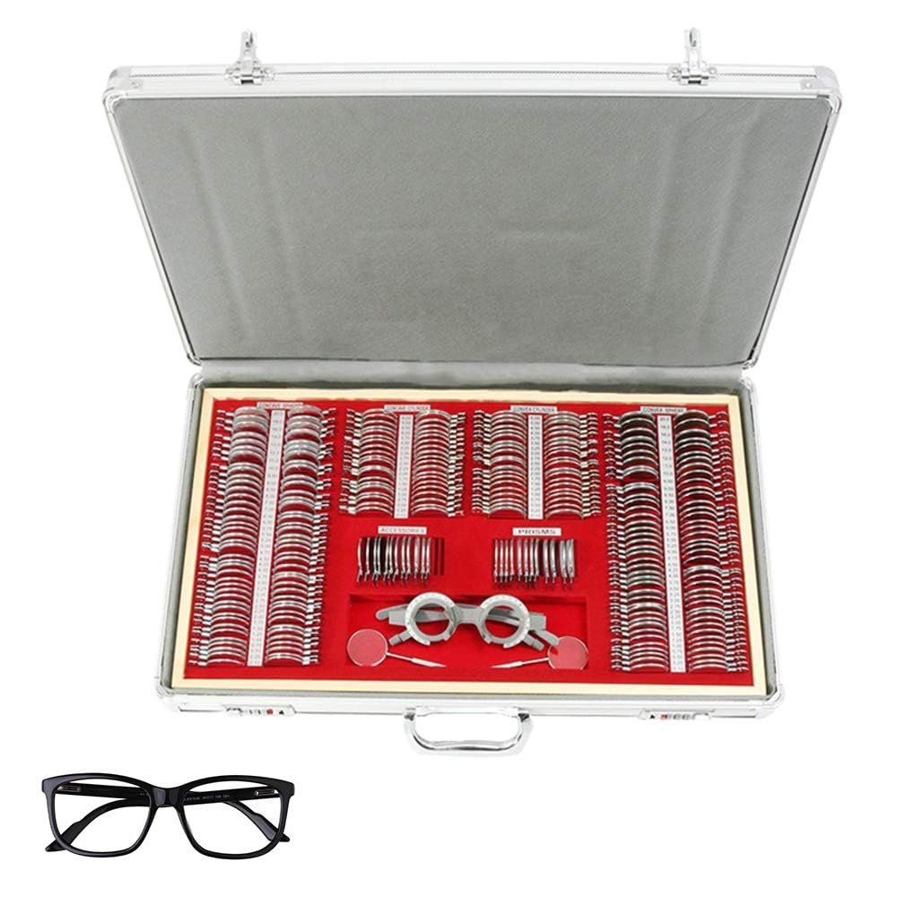 CHRISK 266 Pcs Optical Trial Lens Set Optometry Kit, Metal Rim Case Kit Set Trial Frame Optometry Optician Test, Optometry Optical Instrument