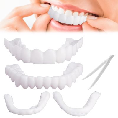 1 Pair Instant Perfect Smile Denture Fake Teeth Veneers Temporary Teeth Braces Snap on Your Confident Smile Veneers Cover The Imperfect Teeth for Man and Women