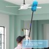 Ceiling Fan Cleaner Duster, 210cm Fan Cleaner Duster High Ceiling, Microfiber Reusable Ceiling Fan Blade Cleaner with Extension Pole for Cleaning Wall Bookshelves Furniture Door Window Top, Blue view 2