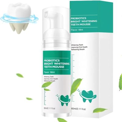 Probiotics Bright Whitening Teeth Mousse, 2024 New Herbal Brightening Oral Repair Mousse, Probiotics Teeth Mousse, Oral Repair Treatment, Teeth Whitening Foam Mouthwash Deep Stain Removal (3pcs)