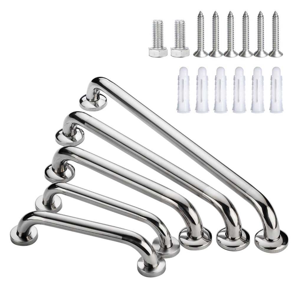 Grab Handle Sturdy SUS304 Stainless Steel Shower Safety Handle Bath Grab Bar for Bathroom,Kitchen,Bathtub,Stairway Handrail,Toilet, Come with Mounted Scre(Size:30cm/11.8in,Color:Diameter 2.5cm/0.98in)
