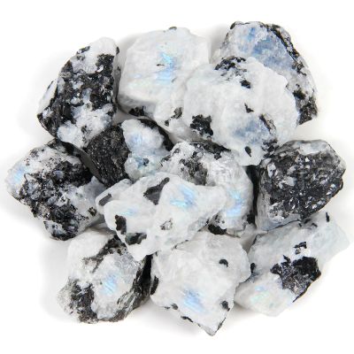 1.1lb Bulk Raw White Rainbow Moonlight Stone Rough Crystal-Natural Raw Stones Crystal for Tumbling, Cabbing, Fountain Rocks, Decoration,Polishing, Wire Wrapping, Wicca & Reiki Crystal Healing