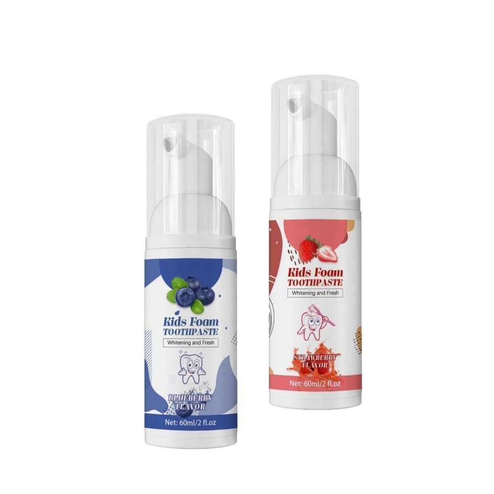 Lovelycat Applicable to Oral Care for Children Aged 3 Years and Above Foam Toothpaste Fruity Foam Toothpaste for Children Low Fluoride Foam Toothpaste and mouthwash (2PC)