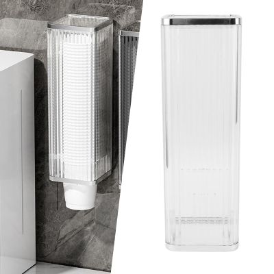Wnvivi Paper Cup Dispenser,Wall Mounted Plastic and Paper Cup Dispenser,Adhesive Transparent Bathroom Cups Organizer Holder for Home Office(A1)