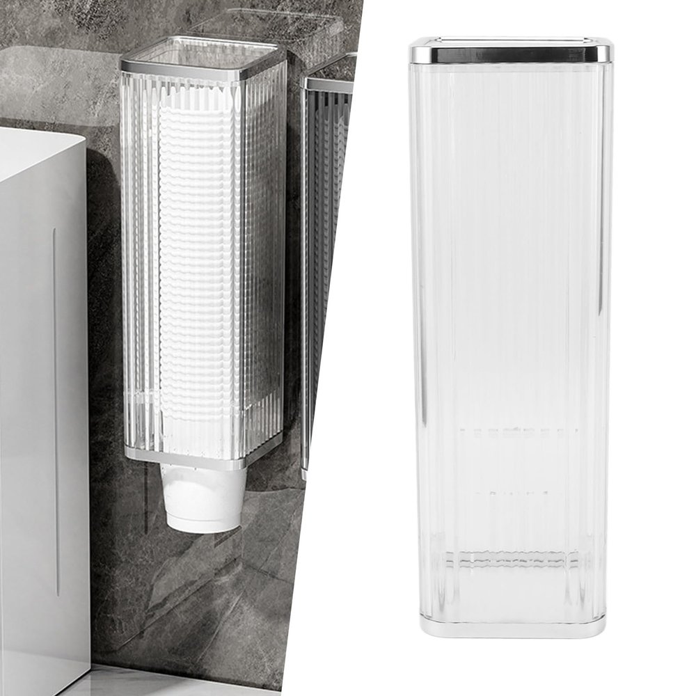 Wnvivi Paper Cup Dispenser,Wall Mounted Plastic and Paper Cup Dispenser,Adhesive Transparent Bathroom Cups Organizer Holder for Home Office(A1)