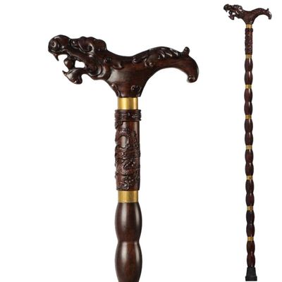 Dragon Head Natural Wood Walking Stick, Handcrafted Wood Carved Traditional Style Canes, Lightweight and Strong for Men and Women,Cane B (Cane B)