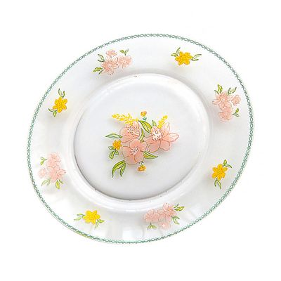 Cake plate-3 Pcs Flower Glass Dish Party Candy Dish Salad Plate Clear Dessert Plates Snack Tray Glass Tray Jewelry Dish Tray Food Server Display Plate Flower-Pattern Plate Cake Fruit Dish ( Color : Pi