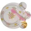 Cake plate-3 Pcs Flower Glass Dish Party Candy Dish Salad Plate Clear Dessert Plates Snack Tray Glass Tray Jewelry Dish Tray Food Server Display Plate Flower-Pattern Plate Cake Fruit Dish ( Color : Pi view 4