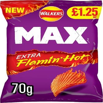 Walkers Max Extra Flamin' Hot Crisps Snacks 15 x 70g PMP Bags