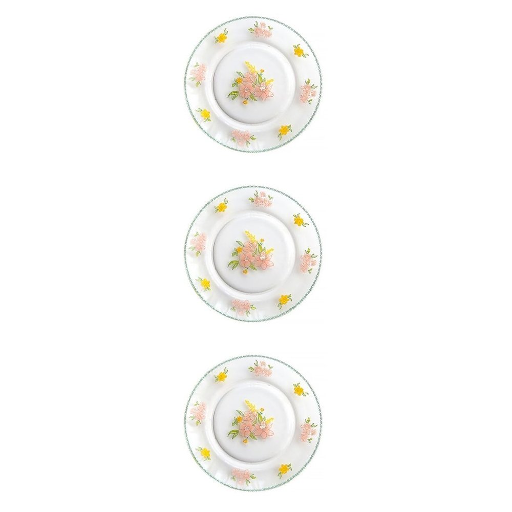 Cake plate-3 Pcs Flower Glass Dish Party Candy Dish Salad Plate Clear Dessert Plates Snack Tray Glass Tray Jewelry Dish Tray Food Server Display Plate Flower-Pattern Plate Cake Fruit Dish ( Color : Pi