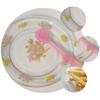 Cake plate-3 Pcs Flower Glass Dish Party Candy Dish Salad Plate Clear Dessert Plates Snack Tray Glass Tray Jewelry Dish Tray Food Server Display Plate Flower-Pattern Plate Cake Fruit Dish ( Color : Pi view 3
