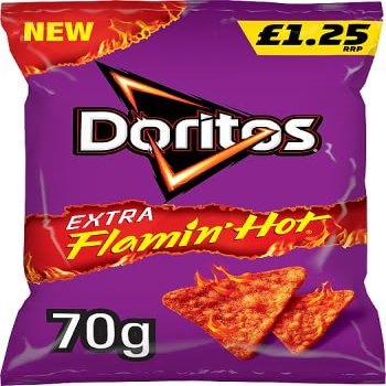 Walkers Doritos Extra Flamin' Hot Crisps Snacks 15 x 70g PMP Bags