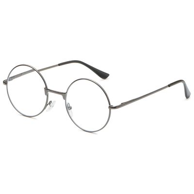 ABETOS Round Metal Reading Glasses Blue Light Blocking Men Women Retro Eyeglasses Slim Circle Frame Readers Eyewear for Computer Working/Gaming/Reading, Grey 1.0