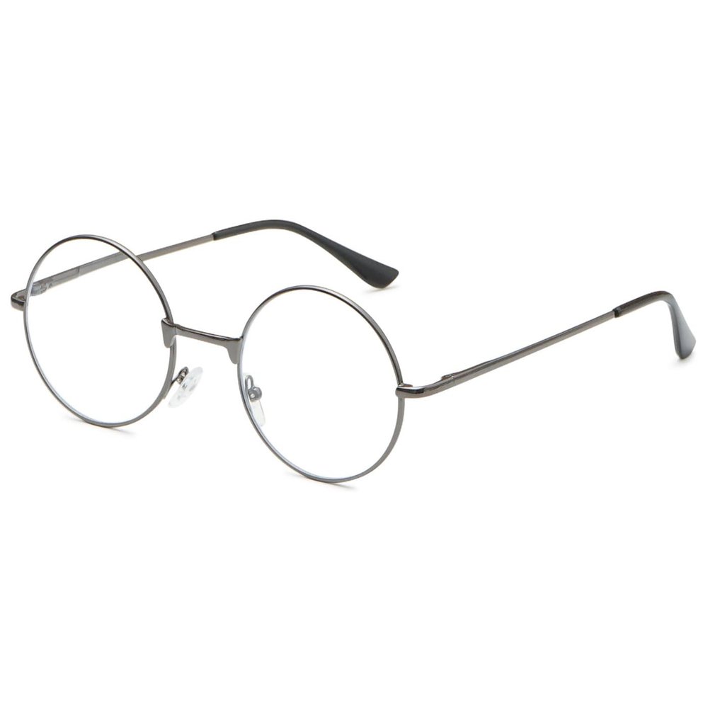 ABETOS Round Metal Reading Glasses Blue Light Blocking Men Women Retro Eyeglasses Slim Circle Frame Readers Eyewear for Computer Working/Gaming/Reading, Grey 1.0