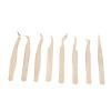 8 Piece Set Pearly Gold Stainless Steel Eyelash Extension Tweezers, Straight & Curved Tip for Precision Beauty Eyelash Tools view 1