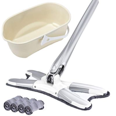 360-Degree Dirt Removal Mop with Multipurpose Microfiber Pad - Complete Cleaning Set for Ceramic Tiles - Fuss-Free Mop and Bucket Combo, Ideal for Effortless Cleaning - Size: 140x37x15cm vision