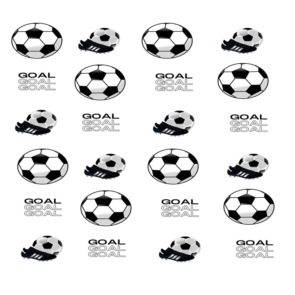 24 x PRECUT Edible Football Cake, Cupcake Toppers/Fairy Cake Premium Wafer Card Cake Decoration Soccer Shoe, Goal, Football Round 4cm Football Party