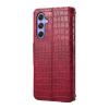 Crocodile pattern mobile phone case suitable for iPhone 15, leather protective cover [anti-fall] [anti-scratch] shockproof card slot coin purse mobile phone case Rose view 3