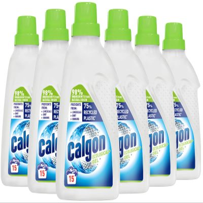 Calgon Washing Machine Softener Gel, Ecological+, Removes Odours, Limescale & Residue, Packaging 100% recyclable, 750ml, Pack of 6