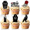 18 PCS Death to My 20s Cupcake Toppers for Men Women 30th Birthday Rip Twenties Party Decorations Black 30 Cake Topper Rip 20s Birthday Decorations view 1
