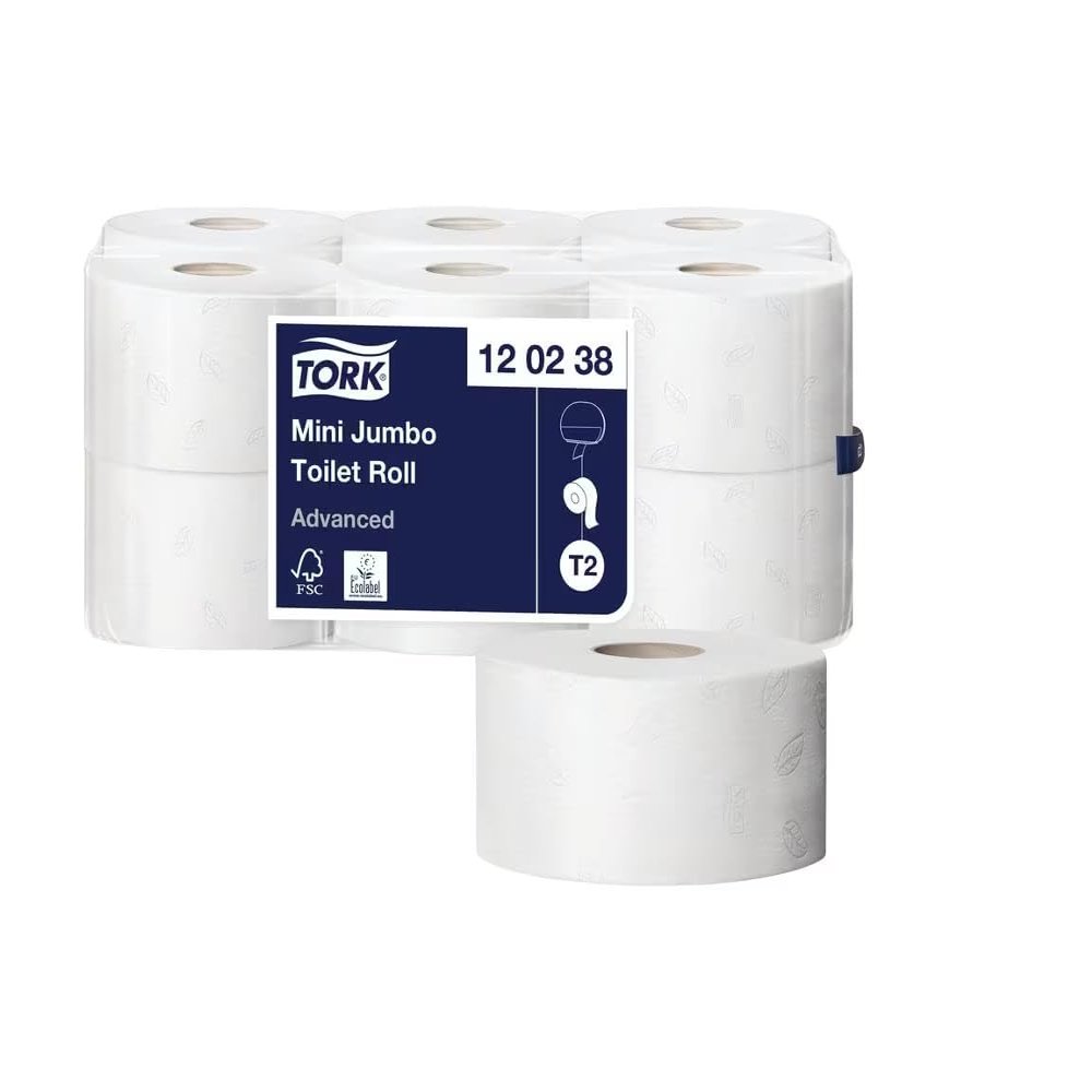 Aammus - Tork Advanced Mini Jumbo Toilet roll, 2-ply, 12 Pieces,White,2.25" by Shop 4 Less