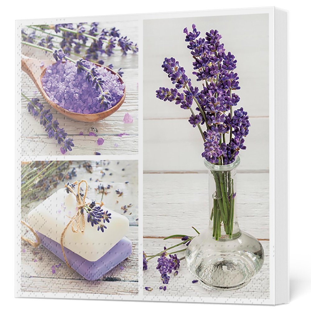 Maki 3-Ply Tissue Paper Napkins Serviettes for Decoupage Lunch 33cm x 33cm - Pack of 20 (Lavender Spa Squares)