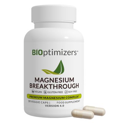 BIOptimizers Magnesium Breakthrough 4.0 7-in-1 Complex 30 Vegan Capsules High Strength Glycinate, Malate, Taurate & Citrate Magnesium Supplements for Sleep, Anxiety & Leg Cramps