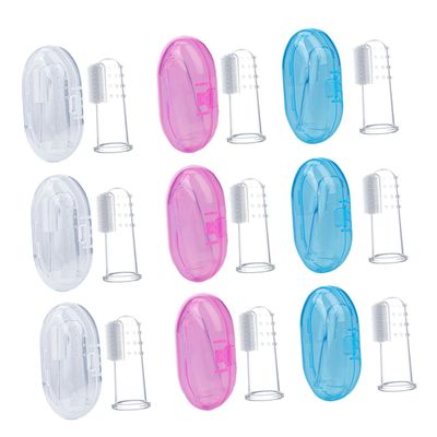 Didiseaon Silicone Finger Toothbrush 9pcs Set for Babies 0-3 Years, Infant Oral Cleaning Brush with Storage Boxes, Soft Toddler Toothbrush for Milk Teeth and Tongue Cleaning