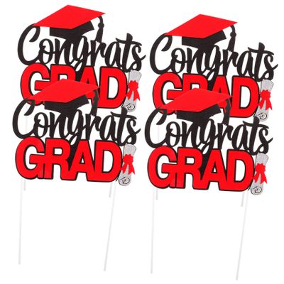 Alipis 4pcs Congrats Cake Topper Decorations for Graduation Party Graduation Cupcake Insert Picks Decorations for Cakes and for Celebrating Achievements