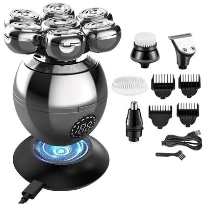 Electric Razor for Men, 5 in 1 Pro Wet Dry Electric Shaver for Men Beard Hair Trimmer Face Electric Razor Rechargeable Bald Head Shaving Machine LCD Display